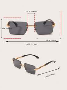 Augonstern 1pc Leopard Print Frameless Decorative Legs Fashion Glasses, Fashionable Small Frame Glasses For Beach Vacation