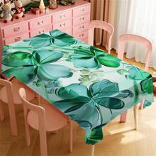 1 Piece Rectangle Waterproof Table Cloth With Four-Leaf Clover Print, Wipe-Clean Reusable Tablecloth Suitable For Outdoor Tables, Picnics, Camping, Dining Tables, Coffee Tables, Desks And Vanity - Ideal For Parties And Holidays