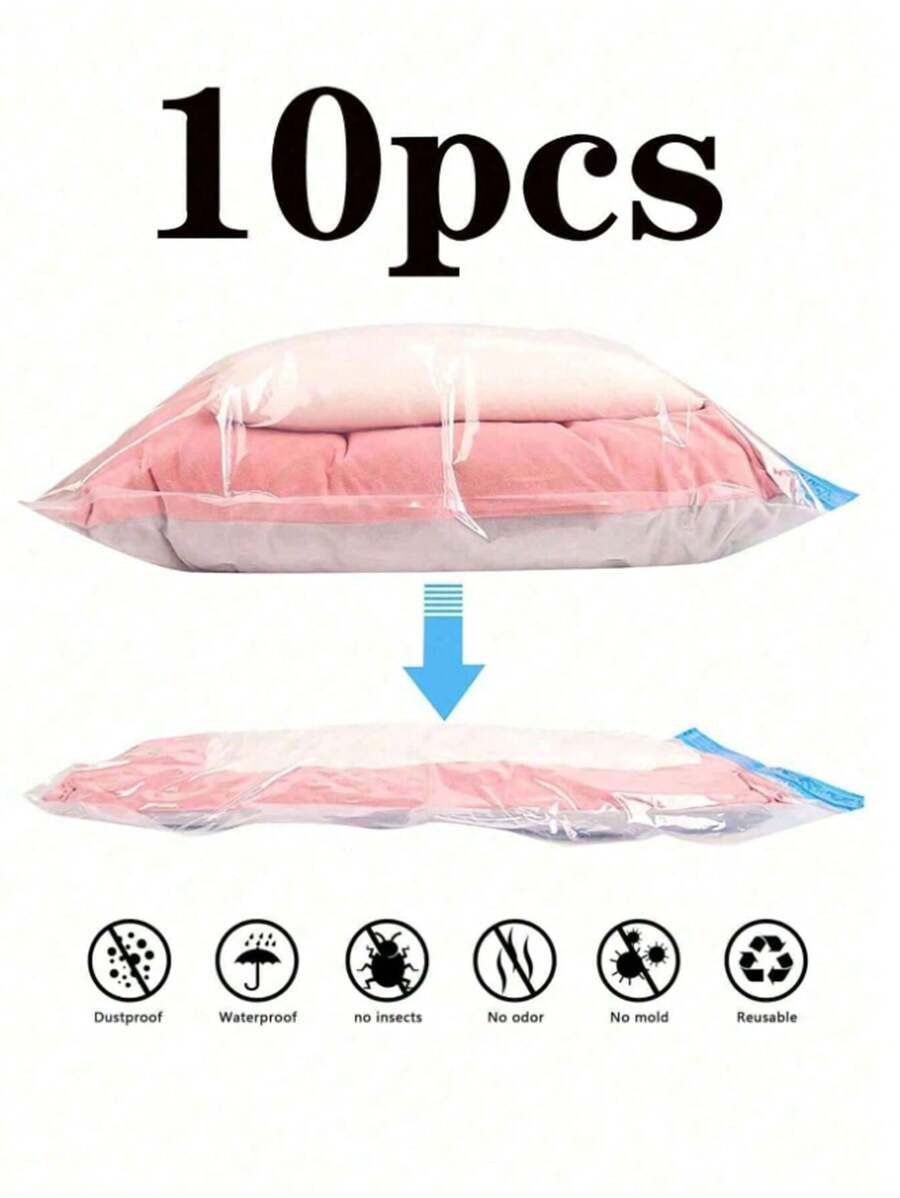10/5/1pc Vacuum Compressed Storage Bags, Multi-Functional Reusable Packing Cubes, Portable Travel Vacuum Bags, Foldable Organizer Bags, Transparent Compression Bags For Clothes, Kitchen, Bedroom, Home, Travel, School, Dorm, Halloween & Holiday Outfit Storage