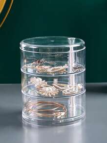 1pc Multi-Layer Rotating Storage Box, Jewelry Box, Desktop Organizer, Suitable For Organizing Earrings, Bracelets, Necklaces, Rings, Watches, Accessories, Hairpieces, Lipsticks And Cosmetics On Bedroom Vanity. Can Also Be Used As Product Display Box And Rack.