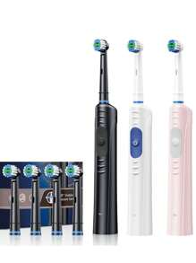 智能圆头自动 3D 清洁充电式电动牙刷生日礼物送给女性最好的朋友礼物送给女性的礼物 - 彩色 - 查看 2