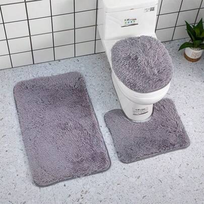 Set Of 3 Multicolor Plush Bathroom Rugs And Covers - Soft And Non-Slip Set, Ideal For Bathroom Decor And Comfort, One Size For Perfect Fit - Plush Bathroom Rugs And Covers Set In Rainbow Colors - Non-Slip And Super Soft 3 Piece Set, One Size For A Versatile And Aesthetic Fit.