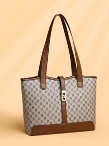 1 Set Large Capacity Tote Bag & Wallet, Fashionable Shoulder Bag For Middle-Aged Women, Autumn/Winter