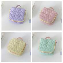 Girly Hearts Bursting! Heart Quilted Diamond-Shaped Cosmetic Bag, Pink, Purple, Green And Yellow Dreamy Four Colors, Small And Portable, Can Hold Your Beauty Tricks! Makeup Bag Travel School Supplies Travel Essentials Make Up Bag Holiday Essentials Makeup Bags Makeup Pouch Makeup Organizer Holiday Winter Leopard Print Sausage Dog Women Gifts For Women