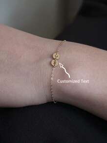 1pc Customized Simple Letter Name Bracelet, Stainless Steel Initial MAMA Bracelet, Ideal Gift For Girlfriend, Mom, Family, Friend, Daughter, Anniversary, Valentine's Day, Mother's Day, Birthday, Graduation, Daily Wear, Wedding, Party