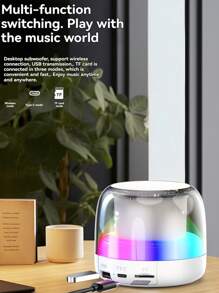 Altavoz pequeño de iluminación colorida, chip 5.3, sonido envolvente de 360°, efectos de iluminación RGB, tiempo de reproducción ultra largo, conectividad instantánea, altavoz portátil de baja latencia - Negro - Ver 9
