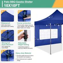 COBIZI 10x10 Pop Up Canopy With 4 Sidewall,Heavy Duty Canopy UPF 50+ All Season Wind Waterproof Commercial Outdoor Wedding Party Tents For Parties Canopy Gazebo With Roller Bag(10 X 10 Ft Blue) - Màu xanh hải quân - Xem 4