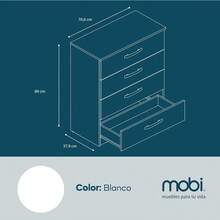 MOBI Cómoda de Madera Modelo Cerdeña Color Blanco Largo 76.6 cm 4 Cajones Recámara - 1 - Ver 2