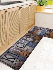 1pc Colorful Wooden Board Text Printed Kitchen Mat, Plush Rectangular Soft Anti-Slip Absorbent Rug For Kitchen, Dining Room, Living Room, Home Use Gifts Birthday Graduation Room Decor Home Decor Bathroom Decor Bedroom Decor Room Decoration Stuff Living Room Decor Office Decor House Decor Home Decor Living Room Bathroom Rug Room Decor Aesthetic Carpet Rugs