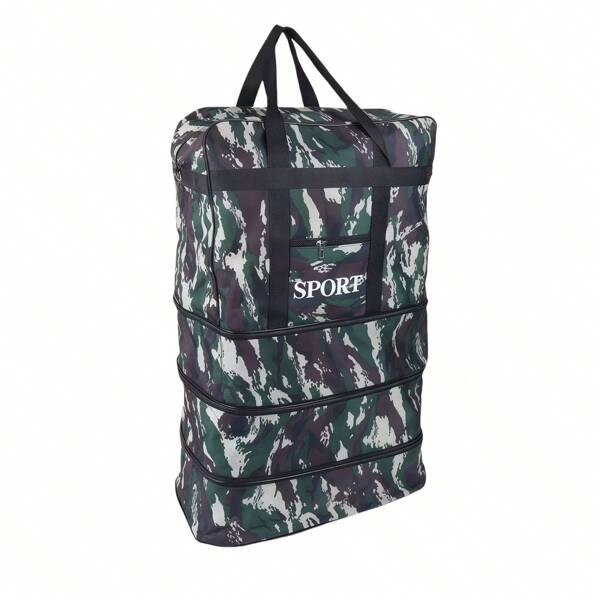 Bolsa de viaje con ruedas, maleta de viaje con estampado de camuflaje, Bolso de cabina multifuncional de gran capacidad, bolsa plegable de equipaje de mano o bodega, Maleta expandible, Bolso de lona. Medidas: 85*52*28 cm