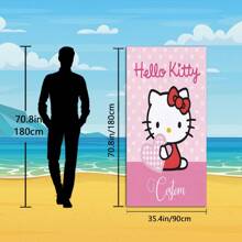 Sanrio Sanrio Hello Kitty anpassbare Strandtuch, schnelltrocknend und saugfähig aus Polyester, weich und bequem in Einzelgröße für Strand, Poolpartys, Fitness, Yoga, Schwimmen, multifunktional, anpassbar, süß, bequem, stylisch, weich, niedlich, hochwertig, ideales Geschenk für ihn, ideales Geschenk für sie, sie, Freundin, Esszimmer, zum Valentinstag, zu Jahrestagen, zu Hochzeiten, zu Muttertag, zu Geburtstagen, zu Vatertag, zur Graduierung, zum Einzug, Sommerurlaub, Badezimmerdekoration, Reiseaccessoires, Strandaccessoires, sonnige Reise