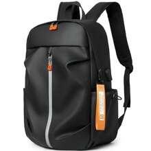 Men's Reinforced Sports School Backpack With Watch - 黑色 - 查看 2