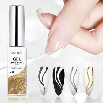 [Ultra-Fine] Brush Gel Nail Art Polish - Includes Golden, Silvery, White, And Black Liner Gel With A Super-Fine Brush Tip For French Lines, Graffiti, And Stripe Patterns - And Odorless Gel Varnish
