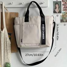 Bolso de tote con múltiples bolsillos, bolso de hombro portátil para viajes y trabajo, bolso cruzado de lona Oxford resistente, mochila de estudiante, bolso para tutoría - Multicolor - Ver 3