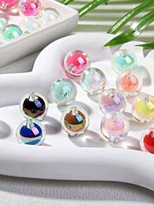 16MM 10 颗/包款式随机亚克力镀彩色珠子，圆形内彩 DIY 直孔手工手链，串珠散珠 - 彩色 - 查看 3