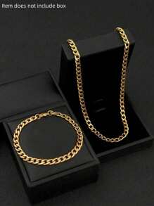 Conjunto de joias de hip hop, colar e pulseira de corrente de elos cubanos de aço inoxidável 304 de 8 mm
