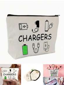 1Pc Fashion Small Printing Makeup Bag - Spacious Polyester Cosmetic Travel Case With Zipper Closure - Hand Washable, Casual, Multi-Functional Toiletry Pouch For Friends And Family,Boho Vibes - Multicolor - View 1