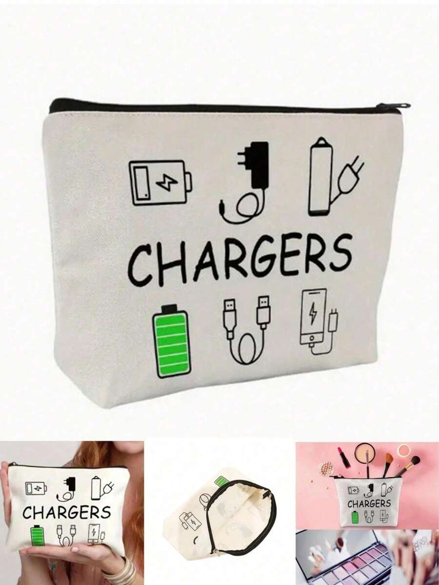 1Pc Fashion Small Printing Makeup Bag - Spacious Polyester Cosmetic Travel Case With Zipper Closure - Hand Washable, Casual, Multi-Functional Toiletry Pouch For Friends And Family,Boho Vibes - Multicolor - View 1