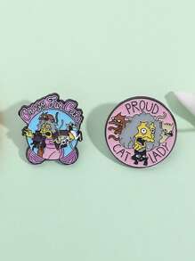 QIHOO 2pcs Proud Cat Lady Cat Brooch Creative Collar Badge Jewelry Gift For Cat Lovers - Multicolor - View 6