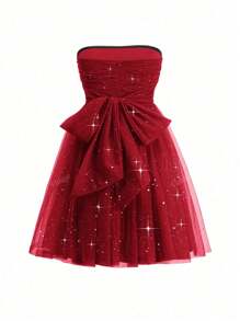 Vestido de mujer Halter sexy de malla con brillo
