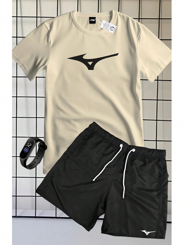 CONJUNTO DE CAMISA 100% ALGODÃO MANGA CURTA BERMUDA TACTEL ESTAMPA MIZZU + RELOGIO DE BRINDE
