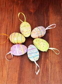 1pc/6pcs/12pcs Easter Colorful Foam Bead Rabbit & Carrot Shaped Realistic Ornament, Easter Holiday Decorations