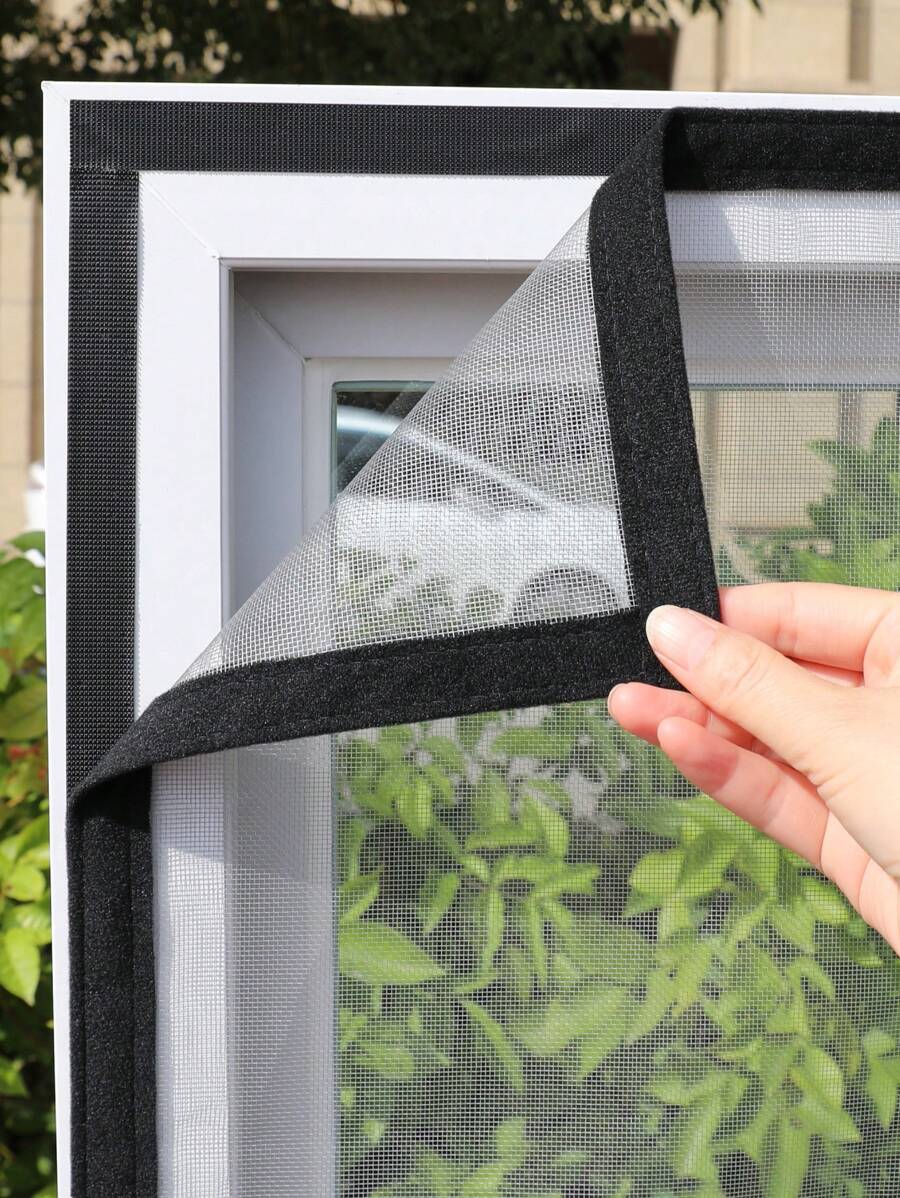1PC Màn cửa sổ hai mặt có thể sử dụng, lắp đặt bằng móc và vòng tự dính, có thể tái sử dụng, dễ lắp đặt, bảo vệ chống muỗi và côn trùng cho cửa ra vào và cửa sổ