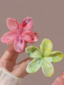 2pcs/Set Women's Elegant Multi-Color Marble Acrylic Daisy Flower Hair Clips, Suitable For Buns, Ponytails, Versatile Daily Accessories Hair Claws Claw Clips Hair Jaw Clip Hair Clamps Hair Clutch Hair Catcher Clip