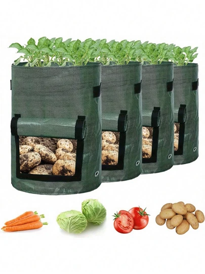 Potato Grow Bags, Potato Planters With Flap And Handles, Vegetables Garden Planting Bags For Onion, Fruits, Tomato, Carrot (7 Gallon)
