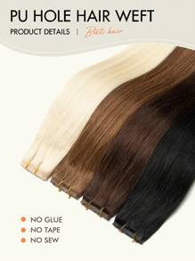 Invisible Pore PU Hair Topper, Human Hair, Remy Hair Topper, Color #1 Jet Black Straight, Injection Molded PU Pore Hair Topper, Real Human Hair Extensions - S1 - View 3