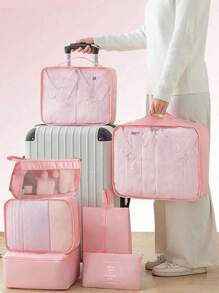 8pcs/Set Travel Organizer Set - Stackable Travel Storage Bags, Large Capacity Packing Cubes, Portable Dust-Proof Makeup Bags, Multipurpose Organizer Pouches, Suitable For Cosmetics, Toiletries, Electronics, Clothes, Jewelry, Makeup Tools And Stationery, Ideal For Travel, Home Organization, Gifts, Holidays - Multicolor - View 4