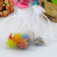10/50/100pcs White Gift Packaging Bags, White Organza Candy Bags For Dinner Table, Various Festival Party Packaging Supplies, Holiday Home Goods, Wedding Party Gift Packaging