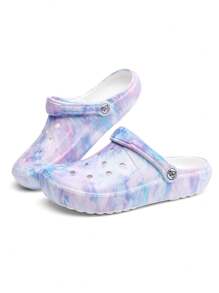 CIVHOM Women's Tie-Dye Pattern Clogs, Slip On Lightweight Two-Way Wear Garden Clogs, Non-Slip Summer Beach Slides - Blue - View 4