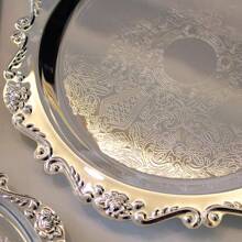 1pc Vintage Tray, Cup Coaster, Candle Holder, Jewelry Organizer Tray, Metal In Gold Or Silver Color - Silver - View 4