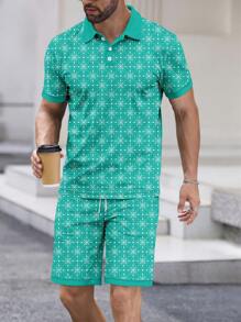 Men's Short Sleeve Polo Shirt And Shorts Set, Minimalist And Fashionable, Suitable For Summer - Multicolor - View 2