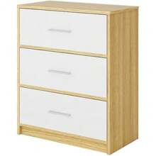 MU:4LIFE Cómoda Elegancia De 3 Cajones, Almacenamiento para Hogar Y Oficina, Organizador Cajonera De Estructura Madera y Cajon De Tela No Tejida y Cubiertas De MDF (Madera Clara y Blanco, 3 Cajones) - 1 - Ver 1