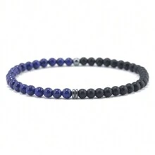 1pc Boho Beaded Bracelet Natural Agates Lava Stone Bracelet Couple Valentine's Bracelet Beach Jewelry - Black - View 15