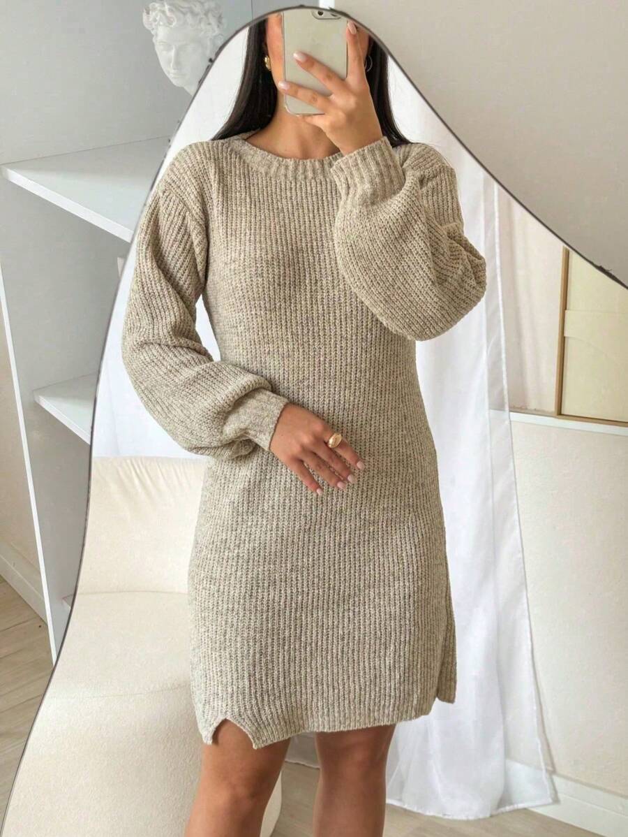 TRICOT Mousse Dress With Side Slits - Sand - View 1