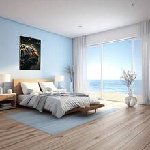 Tiger With Dynamic Autumn Leaves Around Him Large Wooden Framed Wall Painting Artist Home Decoration Oil Painting - Bedroom, Bathroom, Living Room, Office, Kitchen, Christmas Gifts - 1 Piece - Multicolor - View 6