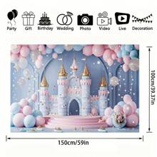 Dream Castle Fairytale Birthday Background, Complete With Pink Balloons And Soft Rainbows, Princess Party Decorations, Fantasy-Themed Photography Banners Suitable For Birthday Celebrations - Multicolor - View 4
