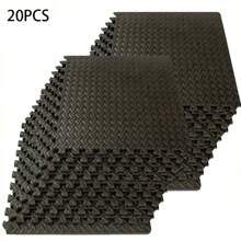 20 Pieces Black Foam Fitness Mat, Easy To Assemble, EVA Material, 30*30cm/Piece, Very Suitable For Home Exercise Scenes