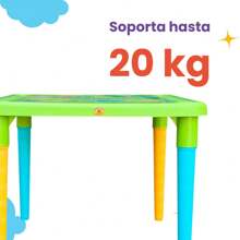 Mesa Infantil con Patas Desmontables Colores Aprendizaje Niños Comedor Dinosaurio y Unicornio - Verde - Ver 5