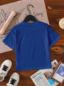 Tricou cu mânecă scurtă cu imprimeu de desene animate HAPPY PASTER pentru băiat tânăr, tricou casual de primăvară și vară pentru copii