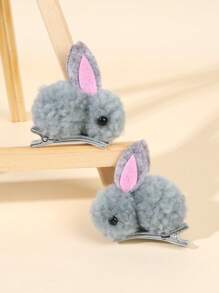 2 Stück braune Haarklammern in Hasenform, süße Plüsch-Hasen-Haarspangen, Geschenk für Mädchen Haarzubehör