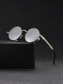 Retro Metal Steam Punk Style Glasses For Men - Round Frame Glasses, Luxurious Metal Design Glasses - Gothic Vintage Oval Steampunk Glasses - Same Style, Multiple Colors - View 2