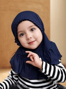 1pc High Quality Elastane 2-6years Cute Flounce Hijab Kids Black Easy-Use Headscarf Children Ruffle Edges Handcap Hijab For Outdoor Activities Daily Use - Multicolor - View 17