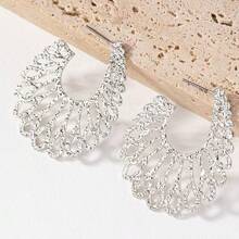 1 par de pendientes de hierro geométricos huecos de estilo bohemio elegante y de moda, adecuados para uso diario de damas, fiestas, uso casual y vacaciones