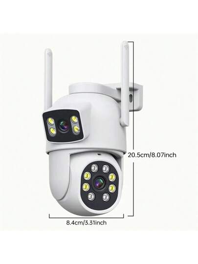 1pc 5G WIFI ,2MP+2MP Dual Len Wireless Outdoor Security Camera,Smart PTZ Home Surveillance Cameras 2.4/5Ghz Wifi,Indoor CCTV IP Cameras,Auto Tracking,Alarm Night Vision, Pan Tilt Rotation, Video Network Camera System Supports Two Way Audio view 8
