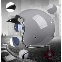JianJud Casco Jet Brain - Cap Medio Casco Retro Moto Casco Abierto Casco 3/4 Certificado Dot Cruiser Chopper Scooter Motocicleta Bicicleta Seguridad Casco Anticolisión