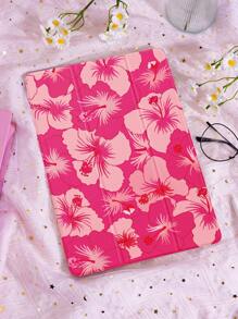 1pc Pink Lotus Flower Pattern Tablet Protective Case, Compatible With IPad 10.2", IPad Pro 2021/2020, IPad 9/10, Galaxy Tab A8 10.5" 2022, Matepad 10.4"/Tab, With Pencil Slot, Shockproof Design, Sleep/Wake Function